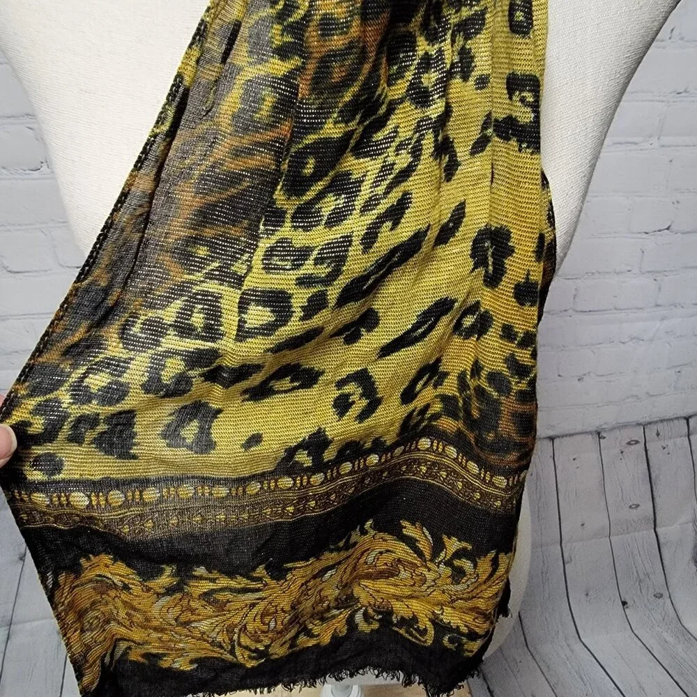 Vintage Animal‎ Print Scarf Rayon and Metallic Symphony Scarfs Made in Italy